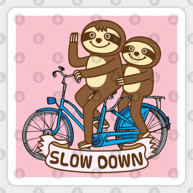 Sloths and bicycle Magnet by Plushism